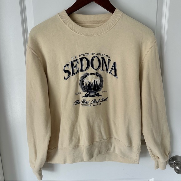 Abercrombie Soft & Cozy Collection Sedona Beige Graphic Sweatshirt - Picture 2 of 4